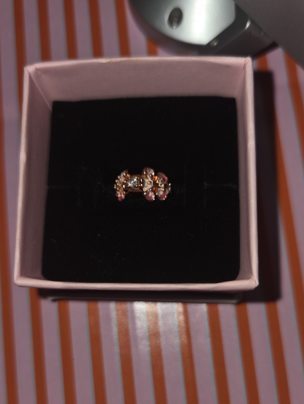 Pandora Pink Peach Blossom Spacer Clip Charm 14k Rose Gold Pla - Women's Jewelry